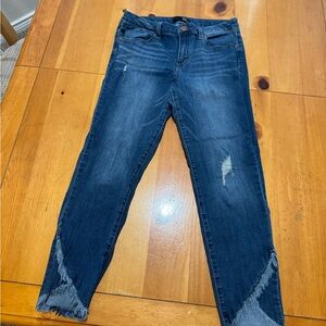 1822 Denim Dark Blue Distressed Ankle Jeans